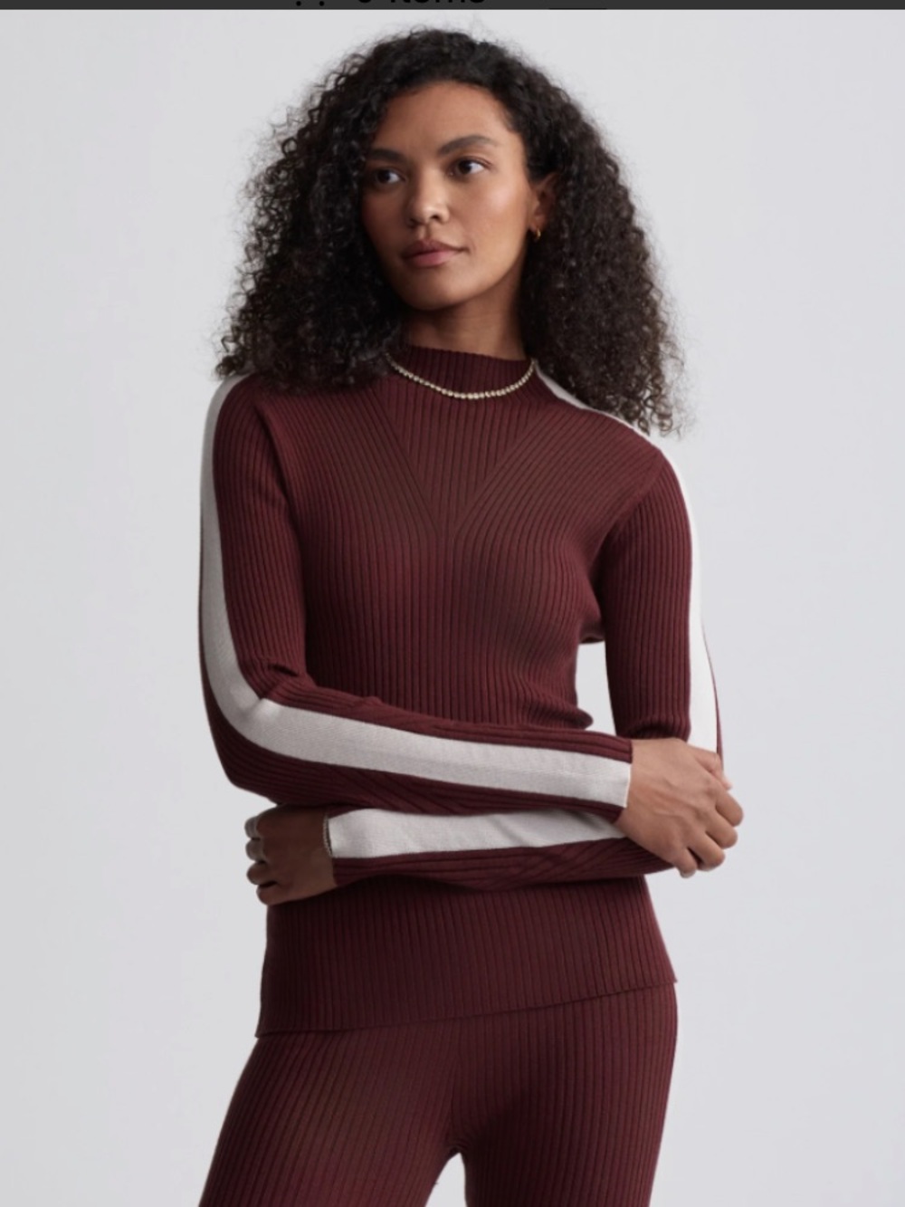 NWOT Varley Wilshire Mockneck Knit Sweater Red Chocolate Large